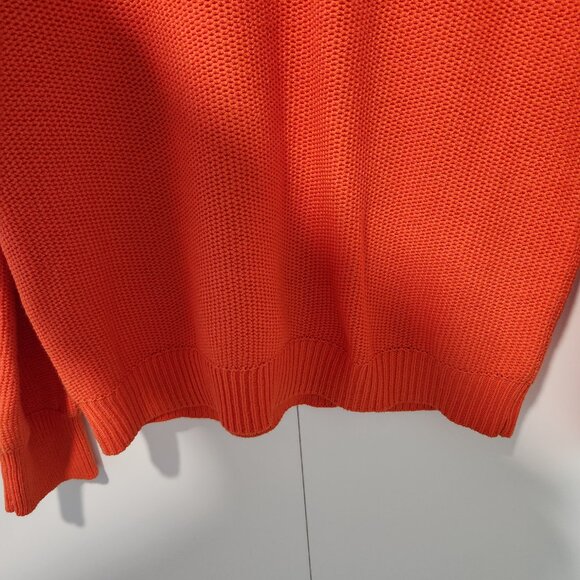 Ann Taylor LOFT Long Sleeve Women's Orange V-neck Ribbed Sweater-Medium - Picture 6 of 7